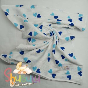 100% Cotton Muslin Receiver Blue Heart