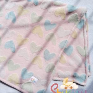 Single Fleece Blanket Pink (Embossed Heart)