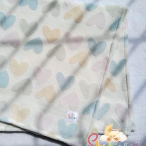 Single Fleece Blanket Cream (Embossed Heart)